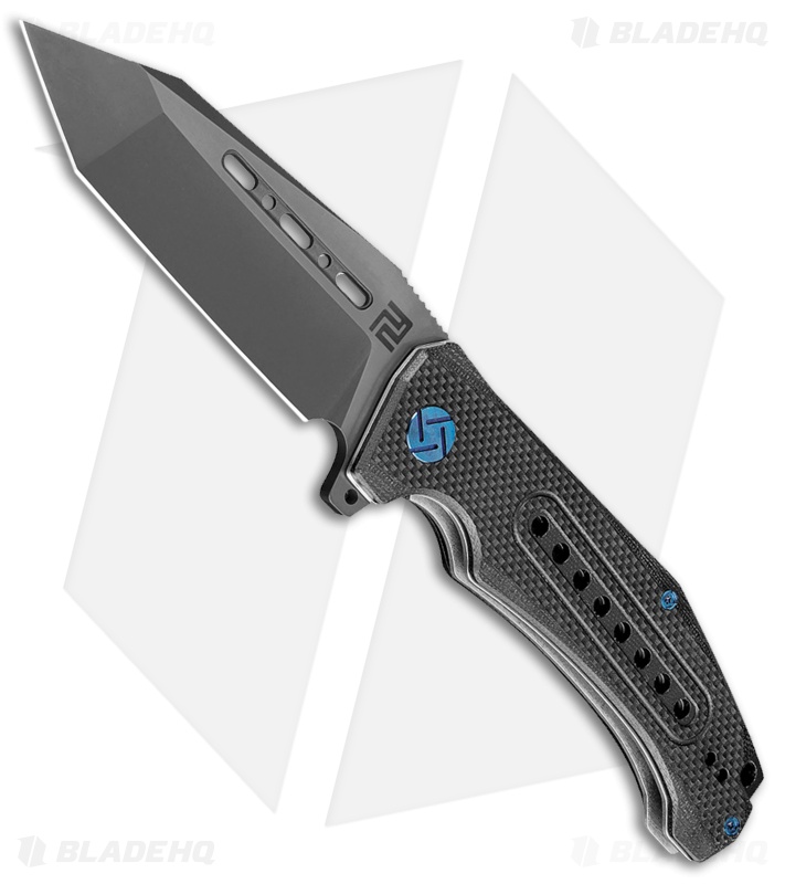 Artisan Cutlery Jungle Liner Lock Knife Textured Black G-10 (3.8" Black D2)