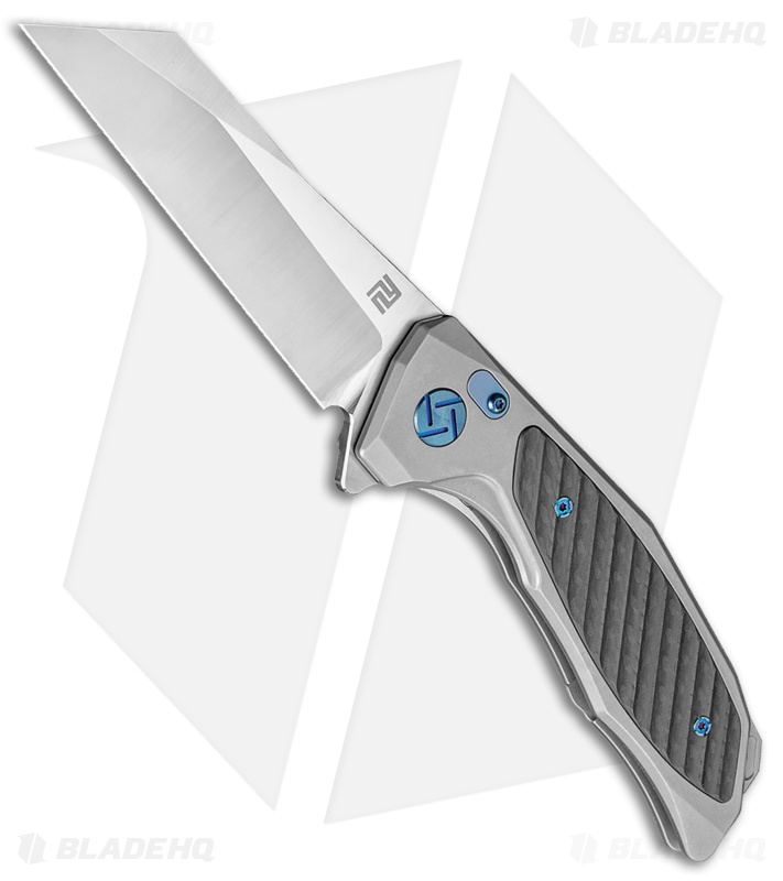 Artisan Megahawk  Wharncliffe Frame Lock Knife Gray Ti/CF (3.6" Satin S35VN)