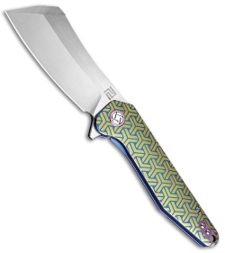 Artisan Cutlery Osprey Frame Lock Knife Gold/Blue Titanium (3.6" Stonewash)