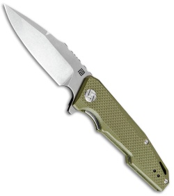 Artisan Cutlery Small Predator Liner Lock Knife OD Green G-10  (3" Stonewash) 