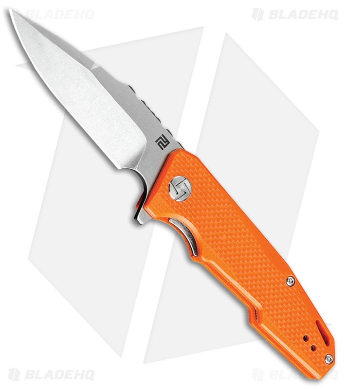 Artisan Cutlery Small Predator Liner Lock Knife Orange G-10  (3" Stonewash) 