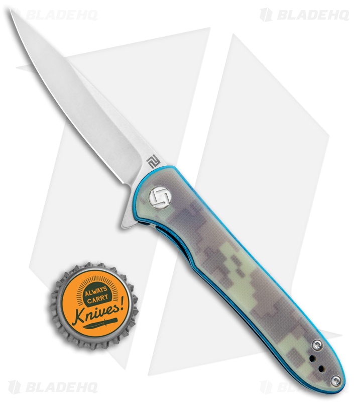 Artisan Cutlery Small Shark Liner Lock Knife Digital Camo G-10 (3" Stonewash)