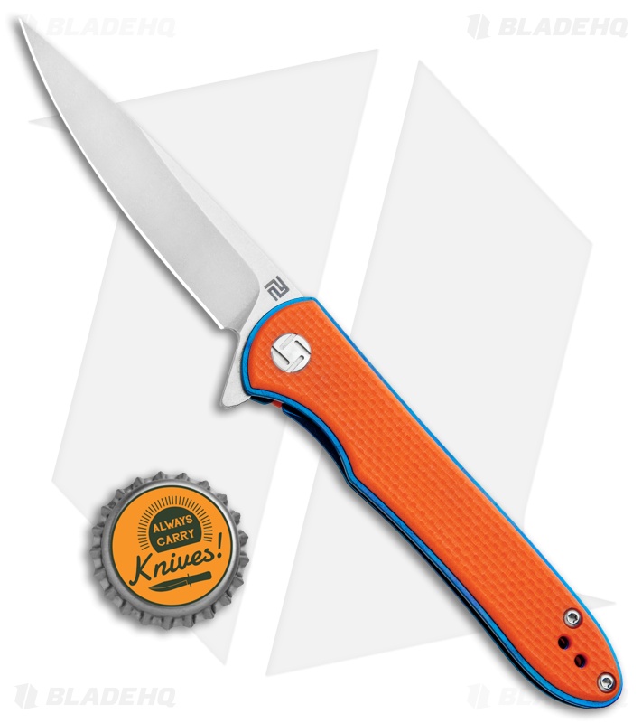 Artisan Cutlery Small Shark Liner Lock Knife Orange G-10/Blue (3" Stonewash)