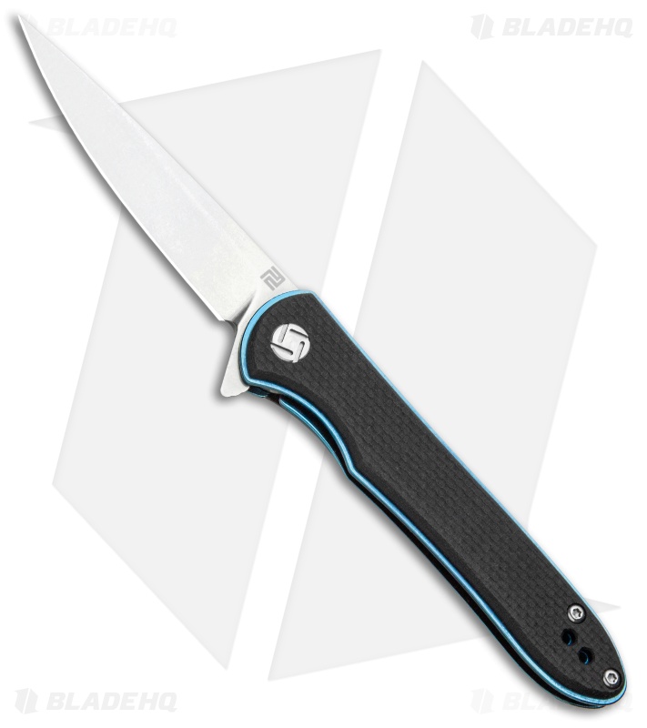 Artisan Cutlery Small Shark Liner Lock Knife Black G-10 (3" Stonewash)