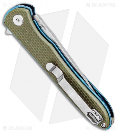 Artisan Cutlery Small Shark Liner Lock Knife OD Green G-10 (3" Stonewash)
