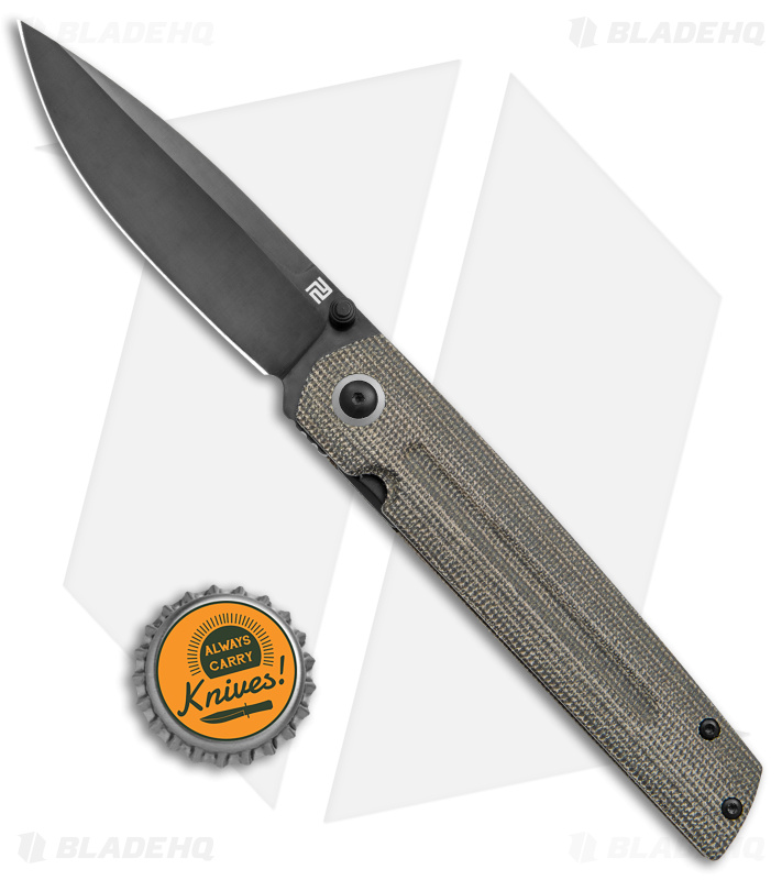 Artisan Cutlery Sirius Liner Lock Knife Green Micarta (3.5" Black) 1849P-DODG