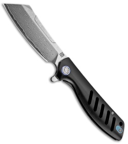 Artisan Cutlery Small Tomahawk Frame Lock Knife Black Titanium (3" Damascus)