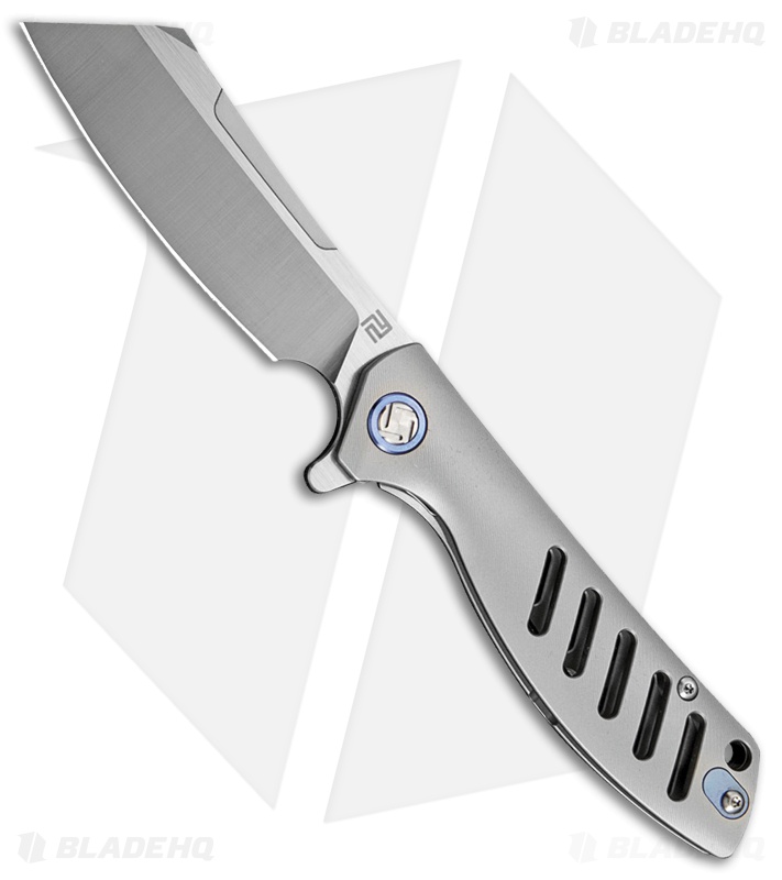 Artisan Cutlery Small Tomahawk Frame Lock Knife Gray Titanium (3" Satin M390)