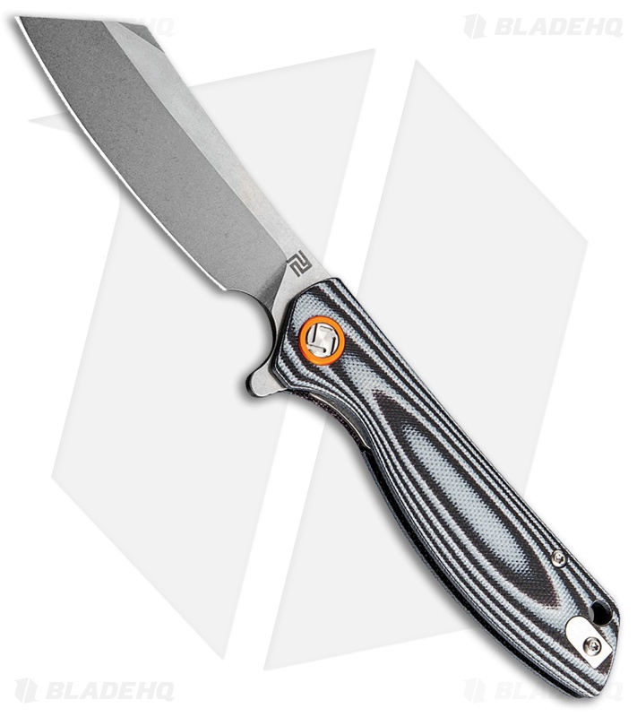 Artisan Cutlery Small Tomahawk Liner Lock Knife Black/White G-10 (3" Stonewash)