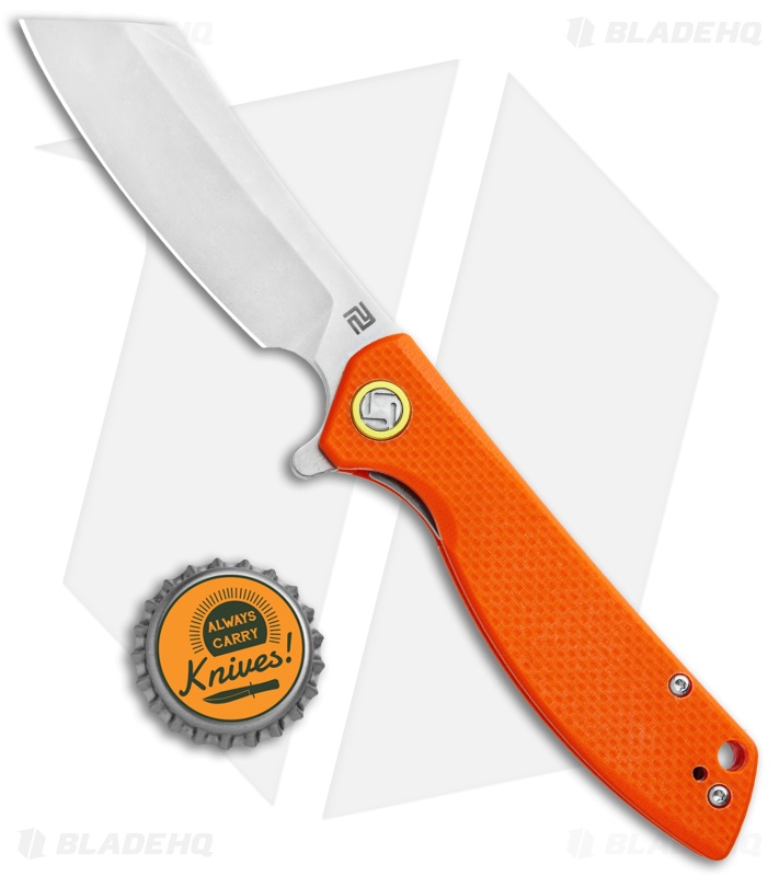 Artisan Cutlery Small Tomahawk Liner Lock Knife Orange G-10 (3" Stonewash)