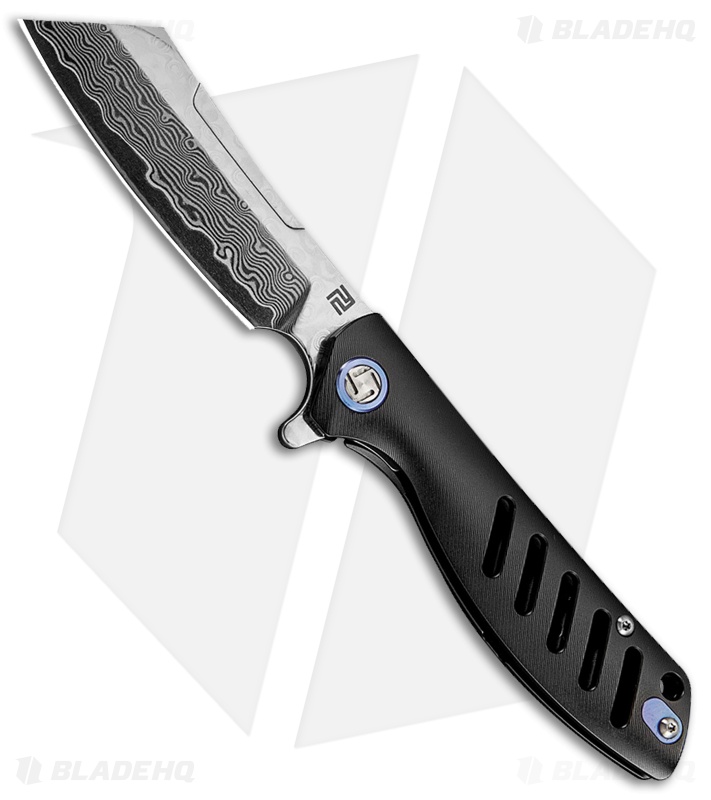 Artisan Cutlery Tomahawk Frame Lock Knife Black Titanium (3.8" Damascus)