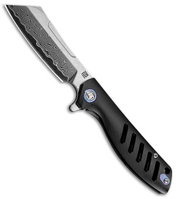 Artisan Cutlery Tomahawk Frame Lock Knife Black Titanium (3.8" Damascus)