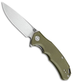 Artisan Cutlery Small Tradition Liner Lock Knife OD Green G-10 (3" Stonewash) 