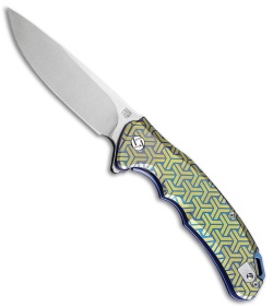 Artisan Cutlery Tradition Frame Lock Knife Blue/Gold Titanium (4" SW) 1702GBU02