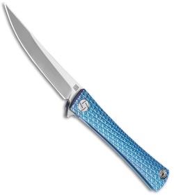 Artisan Cutlery S Waistline Liner Lock Knife Blue Titanium (4" Satin CPM-S35VN)