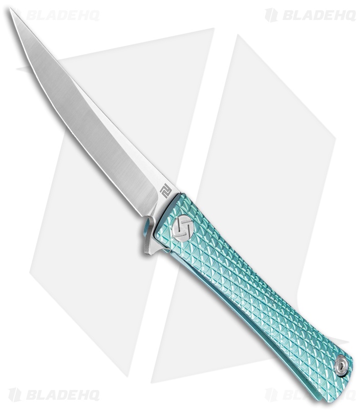 Artisan Cutlery S Waistline Liner Lock Knife Green Titanium (4" Satin CPM-S35VN)