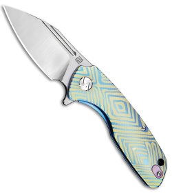 Artisan Cutlery Wren Frame Lock Knife Blue/Gold Ti (3" Satin) 1825G-BU03