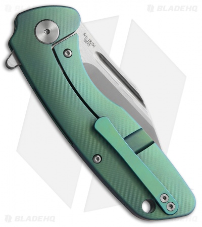 Artisan Cutlery Wren Frame Lock Knife Green Ti (3" Satin CPM-S35VN) 