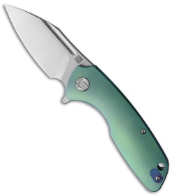 Artisan Cutlery Wren Frame Lock Knife Green Ti (3" Satin CPM-S35VN) 