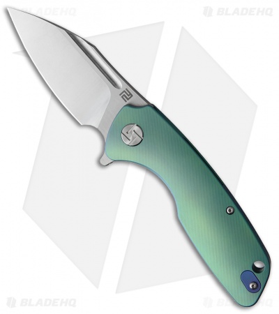 Artisan Cutlery Wren Frame Lock Knife Green Ti (3" Satin CPM-S35VN) 