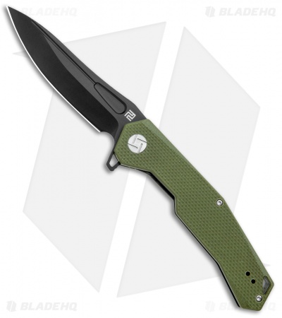 Artisan Cutlery Zumwalt Liner Lock Knife Textured OD Green G-10 (3.8" Black)