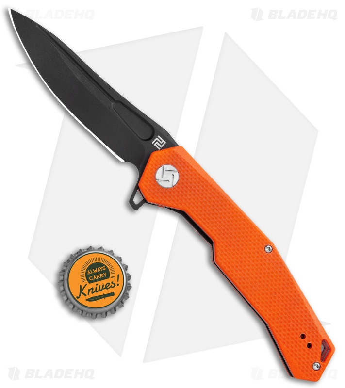 Artisan Cutlery Zumwalt Liner Lock Knife Textured Orange G-10 (3.8" Black)
