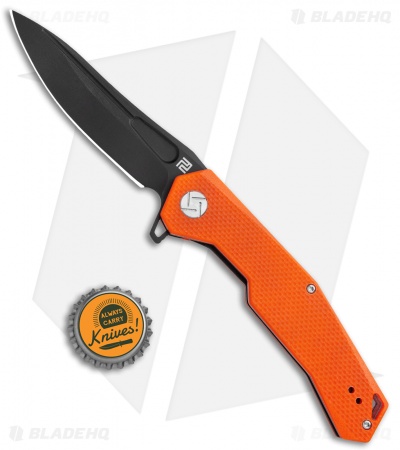 Artisan Cutlery Zumwalt Liner Lock Knife Textured Orange G-10 (3.8" Black)