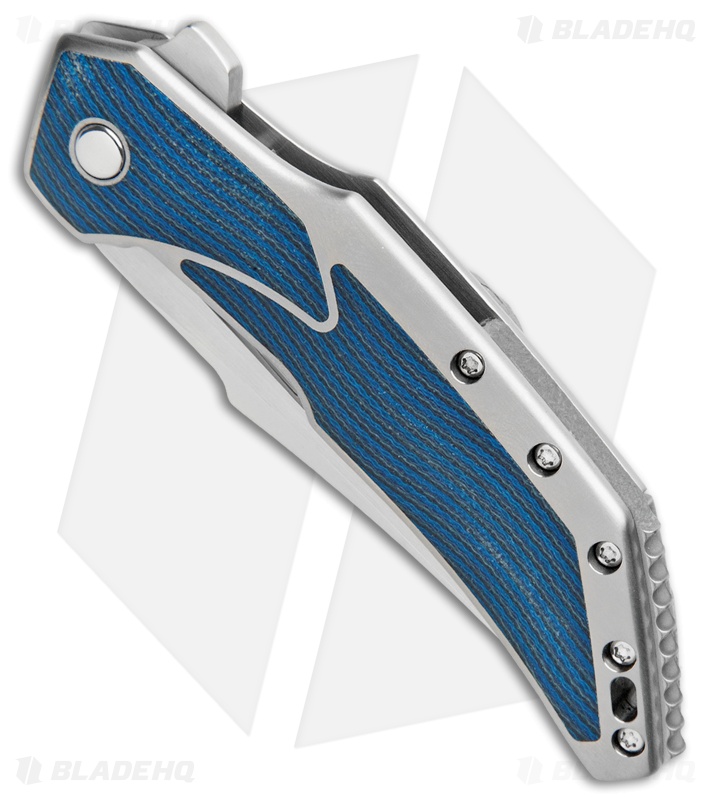 Begg Knives Astio Custom Frame Lock Knife Blue Quad Inlay Gcarta (3.5