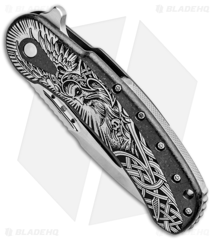 Begg Knives Beggatti Custom Frame Lock Knife Engraved Norseman (3.75
