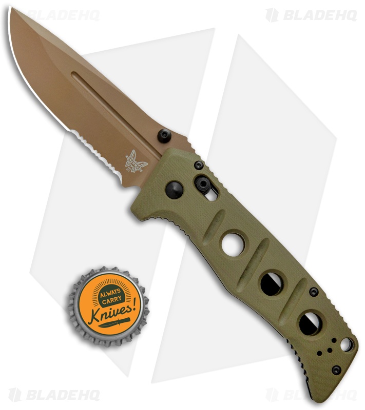 Benchmade Adamas AXIS Lock Knife Olive G-10 (3.8" FE Serr) 275SFE-2