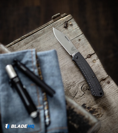 Benchmade Proper Clip Point Slip Joint Knife Carbon Fiber/FDE (2.8" SW) 318-2