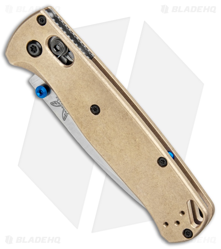 Benchmade Bugout Knife + Flytanium Scales Brass + Satin Blade HQ