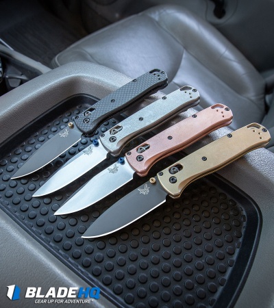 Flytanium Brass Scales + Benchmade Bugout Knife (Gray)
