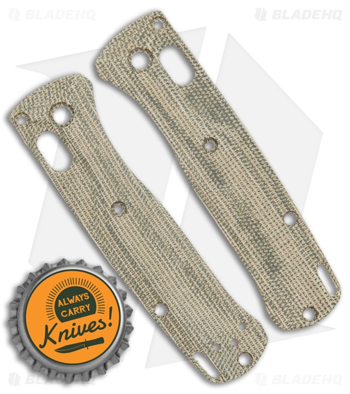 Flytanium Crossfade Scales for Benchmade Mini Bugout - Green Canvas Micarta
