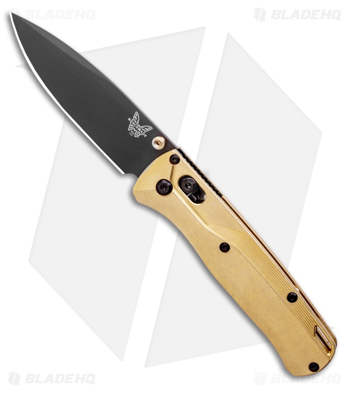 Benchmade Bugout Knife + Flytanium Brass Crossfade + Gray Blade HQ