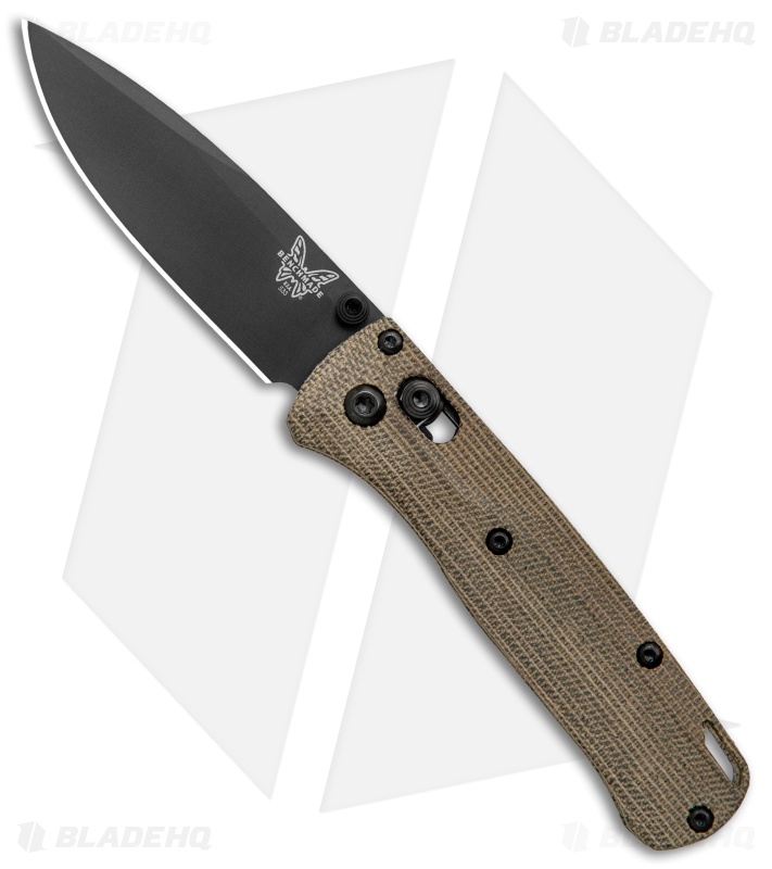 Flytanium Crossfade Green Canvas Micarta + Benchmade Mini Bugout Knife (3" BLK)