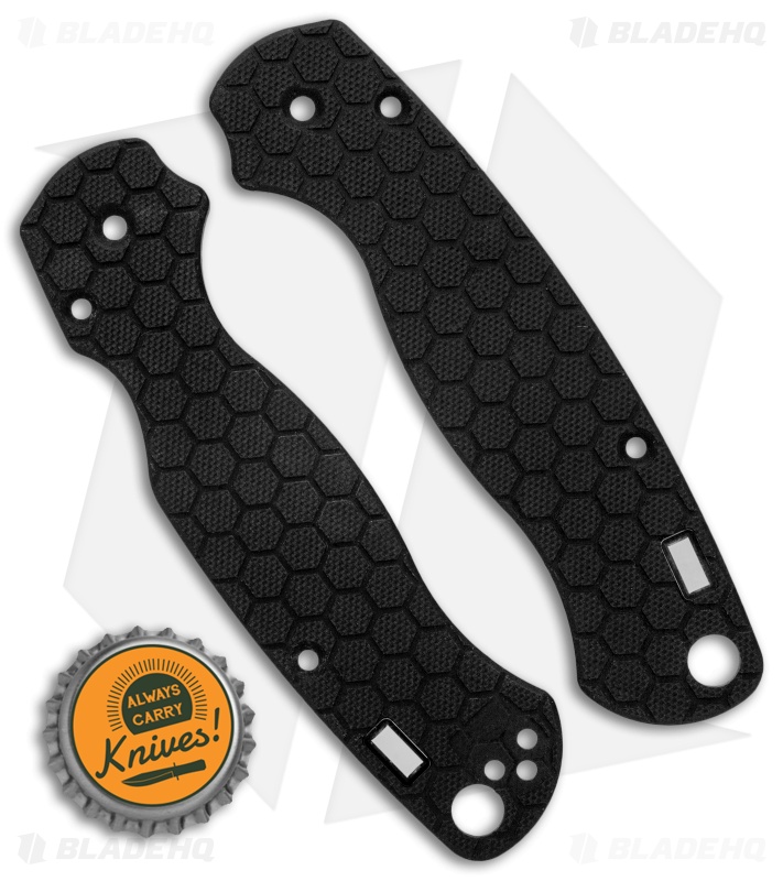 Glow Rhino Spyderco Paramilitary 2 Honeycomb Black G-10 Scales - Blue Tritium