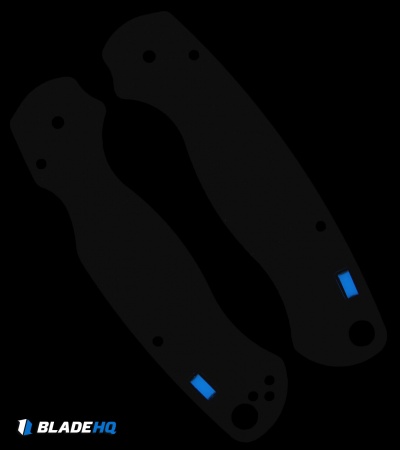 Glow Rhino Spyderco Paramilitary 2 Honeycomb Black G-10 Scales - Blue Tritium