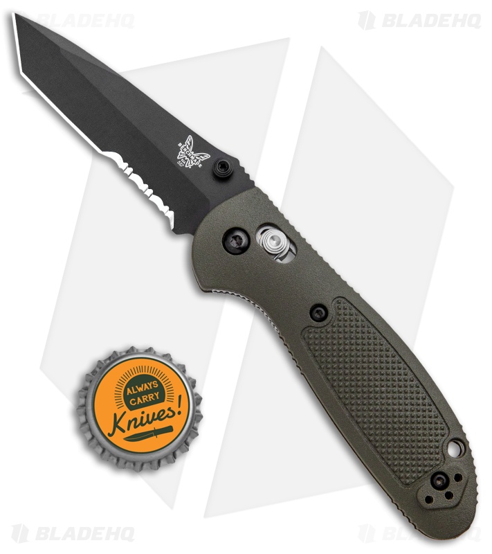 Benchmade Mini Griptilian Tanto AXIS Lock Knife OD Green (2.91" Black Serr) S30V