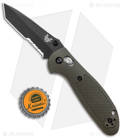 Benchmade Mini Griptilian Tanto AXIS Lock Knife OD Green (2.91" Black Serr) S30V