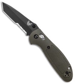 Benchmade Mini Griptilian Tanto AXIS Lock Knife OD Green (2.91" Black Serr) S30V