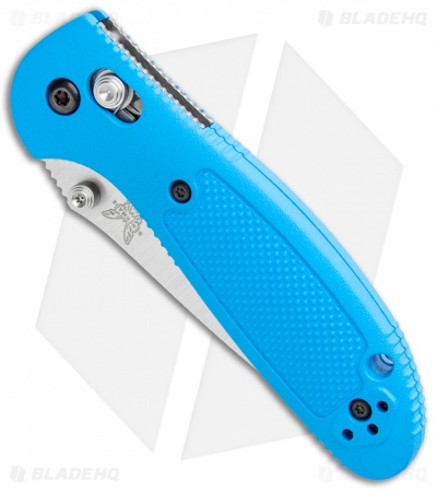 Benchmade Mini Griptilian AXIS Lock Knife Blue (2.91" Satin Serr) 556S-BLU