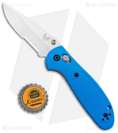 Benchmade Mini Griptilian AXIS Lock Knife Blue (2.91" Satin Serr) 556S-BLU-S30V