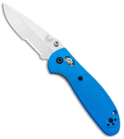 Benchmade Mini Griptilian AXIS Lock Knife Blue (2.91" Satin Serr) 556S-BLU-S30V