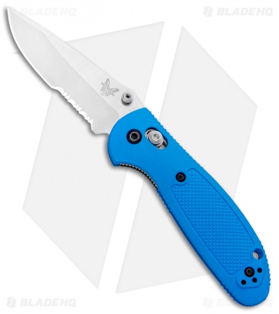 Benchmade Mini Griptilian AXIS Lock Knife Blue (2.91" Satin Serr) 556S-BLU-S30V