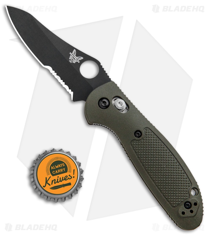 Benchmade Mini Griptilian AXIS Lock Knife Olive Drab (2.91" Serr) 555SBKOD-S30V