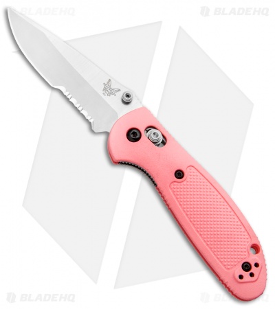 Benchmade Mini Griptilian AXIS Lock Knife Pink (2.91" Satin Serr) 556S-PNK-S30V