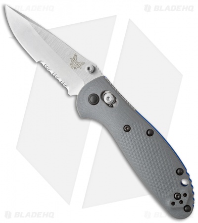 Benchmade Mini Griptilian AXIS Knife Gray/Blue G-10 (2.91" Satin Serr) 556S-1