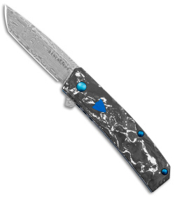 Benchmade Oeser Tengu Flipper Knife White/Black CF (2.8" Damasteel) 601-211