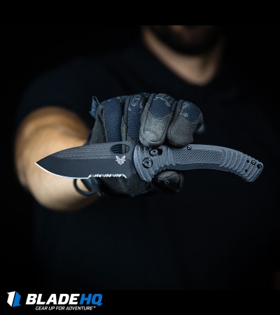 Benchmade Aileron AXIS Lock Knife Black G-10 (3.45" Black Serr) 737SBK